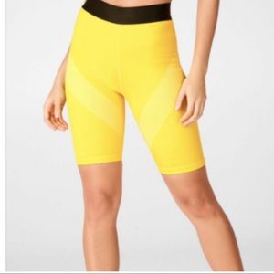 Fabletics neon yellow bike shorts